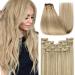 Younsee clip in extensions real hair blond 55 cm remy real hair extensions clip blond clip in hair recovery real hair smooth clip in extensions blond highlight clip in hair 120g #16/25 55 cm (7PCs) 1-clip-1/22