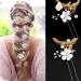 Crystal Pearl Bridal Flower Wedding Hair Pins - Gold Hair Accessories with Rhinestone for Brides & Bridesmaids - 6 Pieces (Pure White Flower) - Buy Online on GoSupps.com