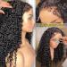 16 180% Density Kinky Curly Lace Front Wig - HD Transparent Lace, Natural Pre Plucked - 16 Inch Natural Black Color - Buy Online on GoSupps.com