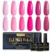 INPING Pink Gel Nail Polish 6 Colors UV Gel Polish Set Neon Pink Light Pink Shimmer Glitter Peach Purple Hot Pink Nail Varnish Set Soak Off UV LED for Nail Art Manicure Pedicure Long Lasting