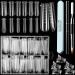120 Pieces Dual Nail Forms Set Gel Nail Mold Extension Forms Coffin Nail Gel Forms for Acrylic UV Nails Clear with 12 Sizes Scale and Nail Clips Gel Brush Pen 600/3000 Grit Nail Buffer