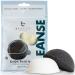 Konjac Sponge - 2 Pack of Natural Facial Sponges for Gentle Cleansing and Face Exfoliating Loofah for Use with Wash Cleanser or Oil to Clean Skin (1 White Natural 1 Black Charcoal) 1 set