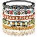 Teenitor 6pcs Rhinestone Beaded Headband, Elastic Jewelry Hair Bands for Lady Women Girl Hair Accessories 20-26.8'' Multicolor