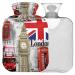 NAANLE RETRO LONDON BIG Ben heat bottle with reference transparent hot water bottle 1l heat bottle for bed hand feet warmer pain relief heat and cold therapy