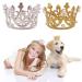 PET SHOW 2pcs Small Dog Crown Headband Puppies Rabbit Cat Hat for Birthday Party Silver Gold Rhinestone Faux Pearl Crown for Boy Girl Wedding Hair Accessories Photo Prop Costume