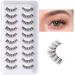 Half Lashes Cateye Wispy Short Clean Band Lashes Natural Look 10mm Hand-Knotted Strip False Eyelashes 10 Pairs Fake Lashes Pack