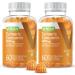 Turmeric Curcumin Gummies with Ginger & Black Pepper Herbal Supplement, Vegan, Pectin Gummy - Good For Adults Teens & Kids - Peach Flavor 60 Count-2 Pack