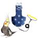 VANFAVORI Bird Diaper Harness Flight Suit with 80 Inch Flying Leash for Parrots Cockatiel Pet Birds,Including A Cotton Pad Denim(Star) S