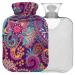 Naanle hot water bottle with cover Paisley vintage Transparent hot water bottle heat bottle for back pain relief handfoot warmer neck heat and cold therapy 2l