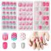 Obidodi 72pcs Kids False Nails Girls Press on Nails Short Full Cover Fake Nail Kits Kids Stick on Nails Girls Children Nail Design Decoration False Nails for Kids Kit