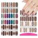 SILPECWEE 5 Sheets Cheetah Print Adhesive Nail Polish Stickers Decals with 1Pc Nail File Full Wraps Nail Strips Manicure Kit No2