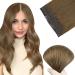 Easyouth Brown Wire Hair Extensions Human Hair Invisible Wire Extensions Medium Brown Real Hair Fish Line Extensions Secret Hair 14 Inch 70g 14 Inch 1-Wire #4