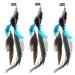 MWOOT 3Pcs Clip in Feather Hair Extension  Peacock Feather Extension  Women Halloween Costume Hair Accessories  Bohemian Hippie Hair Clips  Cosplay Native Tribal Feather Braided Beads Headdress