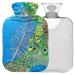 Naanle painting Pfauenfedern hot bottle with reference transparent hot water bottle 2l large hot hot water bottle for bed handfoot heat pain relief heat and cold therapy