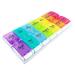 JFA Medical Weekly Pill Box Organiser/Reminder for Medicines Supplements Vitamins 7days 2 compartments per Day Multicolor 1 Count (Pack of 1)