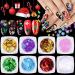 Ebanku 8 boxes Christmas nail art sequin snowflakes glitter holographic laser Christmas nail flakes Pillette Christmas tree nail decoration for diy Christmas nail face body decor