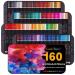 COOL BANK 160 Watercolor Pencils Watercolor Pencil Set for Coloring Books Artist Soft Series Lead with Vibrant Colors for Sketching Shading & Coloring in Tin Box 160 Count (Pack of 1)