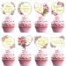 24 Pcs Mothers Day Decorations Cupcake Toppers Happy Mothers Day Topper for Cupcakes Mothers Day Cake Decorations Happy Mothers Day Cake Topper Gold Thank You Mom Best Mom Ever Floral Cake Toppers