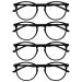 Opulize met reading glasses 4 Pack slim round frame spring hinges scratch-resistant black men women rrrr60-1.50 black +1.50 diopters