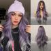 YUSHU Long Purple Wigs for Women Long Wavy Ombre Purple Wigs Middle Part Colored Wigs Heat Resistant Synthetic Wig for Daily Party Use Cosplay(Ombre Purple  26 Inch)