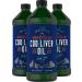 Cod Liver Oil Norwegian | 16 fl oz Liquid | Pack of 3 Bottles | Non-GMO, Gluten Free | by Carlyle 16.0 Fl Oz (Pack of 3)