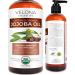Velona Jojoba Oil USDA Certified Organic - 8 oz (With Pump) | 100% Pure and Natural | Golden, Unrefined, Cold Pressed, Hexane Free | Moisturizing Face, Hair, Body, Skin Care, Stretch Marks, Cuticles