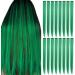 Shkjchp green hair extensions clip ladies fashion girl costume wigs cosplay 21 "/55cm long smooth hair heat -resistant perpetrators 16 pieces (green)
