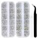 5136Pcs Flatback Clear Crystal Rhinestones Set for Nail Art Glass Tumblers Glitter Round with Picking Pen and Tweezer(SS4  SS16) AJ White+White AB(5136Pcs)