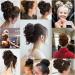 Uleeso 1 PCS Messy Bun Hair Dish Donut Scrunchie Hair Piece Curly Wavy Synthetic Chignon Updo Ponytail Extensions for Women Girls (4# Black Brown) - Buy Online on GoSupps.com