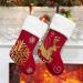Belupai 17.3 Embroidered Velvet Christmas Stocking | Red Classic Holiday Gift Bag with Reindeer/Snow Design | Perfect for Fireplace Decor - Buy Online on GoSupps.com
