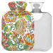 NAANLE heat bottle with reference retro flower paisley transparent hot water bottle heat bottle for back pain relief handfoot warmer neck hot and cold therapy 1l