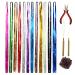 Hair Tinsel Strands Kit with Tools 47 Inch 12 Colors 2400 Strands Glitter Hairpieces for Women Hair Extension Party Accessories
