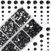4300PCs Mixed Size Flatback Rhinestones, Non Hotfix Round Crystal Gems Glass Stone Beads for Face Nail Art Clothes Shoes Bags Bling Embellishments (2mm-6.5mm, Jet Black)