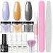 COSCELIA 3 Colors Dipping Powder Kit with Base Top Coat Matte Top Coat Activator Manicure Kits for Nail Lovers