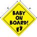 Baby On Board Car Sign | Micro-Perforated Vinyl Sticker | Easy Apply & Remove | Ultra Durable & Weatherproof | 5x5 | Baby Feet Design - Buy Online on GoSupps.com