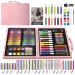 KINSPORY Art Set for Kids 86PC Coloring Art Kit Wooden Drawing Art Supplies Case Sketch Book Markers Crayon Colour Pencils for Budding Artists Kids Teens Boys Girls (Pink)