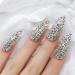 3D Rhinestone Art Deco Long Almond Fake Nails - Shiny Acrylic Gem Set (24 Pcs) - Buy Online on GoSupps.com