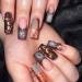 BABALAL Square Press on Nails Long Fake Nails French Tip Glue on Nails Brown Chrome Acrylic Nails 3d Water Wave Design Squoval Stick on False Nails 24Pcs Y2k Manicure Nails for Women and Girls FNP21brown
