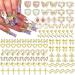 RODAKY 124PCS Gold Nail Charms 3D Butterfly Nail Gems Pink Crystal Heart Nail Art Jewelry Bow Charms for Acrylic Nails Glitter Cute Nail Decoration Metal Rose Cross Charms for Manicure Design
