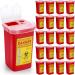 20 Pcs 1 Quart Flip Top Sharps Container Sharps Disposal Container Small Trash Bin Small Portable Container for Tattoo Parlors Use Office Barbershop Home Travel Use, 6" x 4" x 3", Red