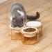 Lusifaco Set of 3 Single Elevated Cat Bowls with Bamboo Stand - 13 oz Ceramic Raised Food Water Dishes for Cats and Small Dogs - Buy Online on GoSupps.com