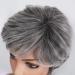 BESTUNG Short Silver Synthetic Wig for Elderly Women - Comfortable Breathable Cap (Straight Grey) - Buy Online on GoSupps.com