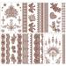 Brown Henna Temporary Tattoos - Butterfly Stars Lace Design | Waterproof Semi-Permanent Stickers for Wedding Party - 6PCS - Buy Online on GoSupps.com