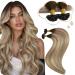 Moresoo Bonding Extensions Real Hair Remy 60cm Hot Fusion Hair Extension Real Hair Bondings Dark Brown to Brown With Blond Keratin U Tip Extensions Real Hair #3/8/22 50g 1g/S 60cm 2.U-tip #3/8/22