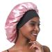 SENGTERM Satin Night Cap for Women Elastic Wide Band Nightcap for Long & Curly Hair (Large Pink) Best Sleep Cap for Hair Protection - Buy Online on GoSupps.com