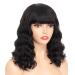 EQ DUOUPA Body Wave Human Hair Wigs With Bangs Short Wavy Bob Wig Human Hair Wigs For Black Women Brazilian Virgin Human Hair Wigs 150% Density Natural Color (12 inch) Body Wave Human Hair 12 Inch