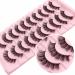 Losha Eyelashes DD Curl Russian Strip Lashes Wispy False Eyelashes that Like Lash Extensions 10 Pairs Soft Fake Lashes Pack (D03) 10P-D03