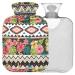 Naanle ethnic hawaii flower hot water bottle with reference warm and cold therapy Transparent hot water bottle 1l heat bottle for bed hand feet heat pain relief