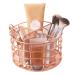 Rosework Rose Gold Makeup Brush Holder, Round Makeup Organizer For Vanity, 4 Compartment Makeup Brush Organizer and Cosmetic Brush Holder, Great Skincare Organizer and Makeup Brush Storage