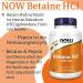 Now Foods Betaine HCl 648 mg - 120 Vegan Capsules | Gluten-Free Soy-Free & Lab Tested for Optimal Digestive Health - Buy Online on GoSupps.com